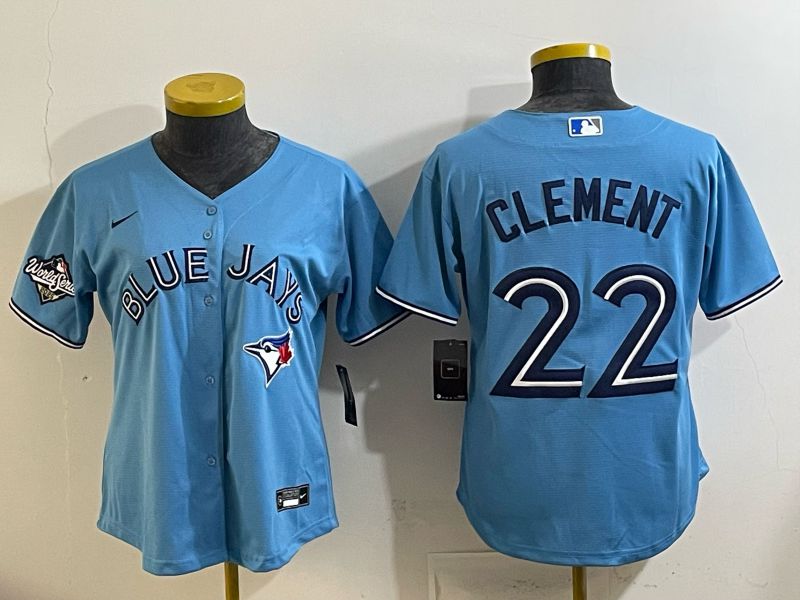 Women 2025 Nike Toronto Blue Jays #22 Clement Light Blue Game MLB Jersey 04->women mlb jersey->Women Jersey